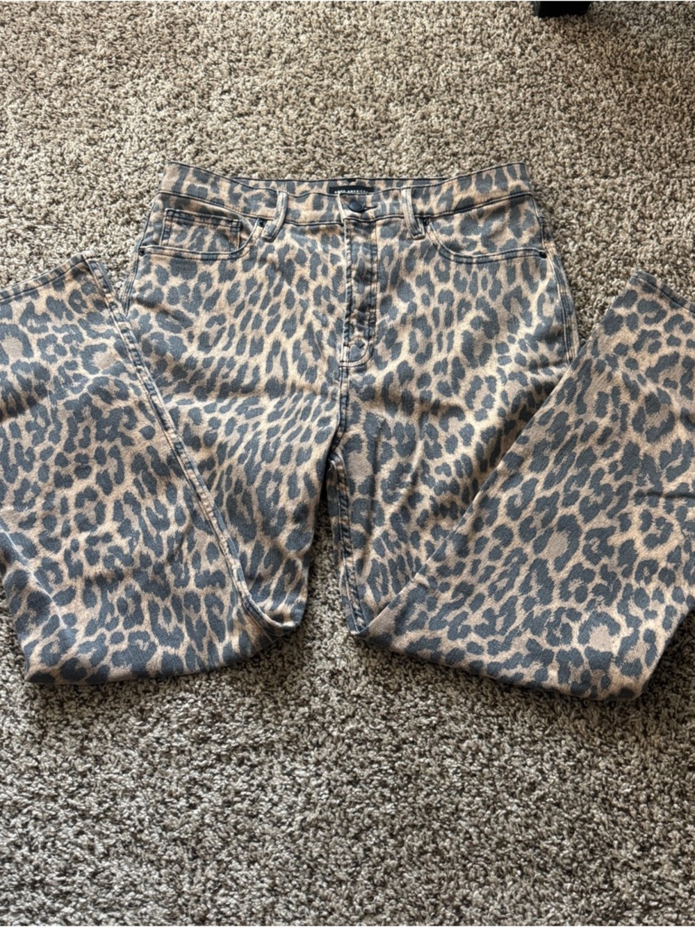 Good American Leopard Print Jeans in Tan and Black